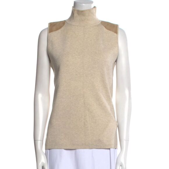 Polo Ralph Lauren suede shoulder Sleeveless suede shoulder Sweater, $225 Small B - Picture 2 of 9